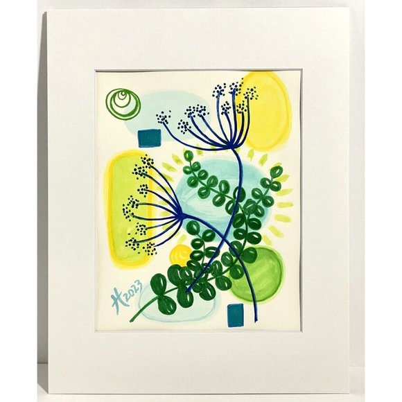 Blue Queen - Original Wall Art Acrylic Painting 11x14in Matted Frame Ready - Picture 3 of 12